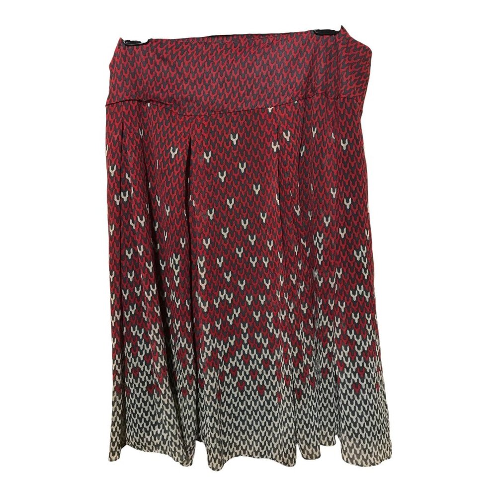 Mackie & Co by Bob Mackie Red Slate blue Cream‎ Pattern Womens Skirt